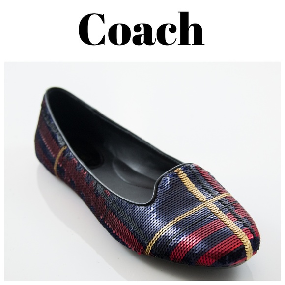 Coach Shoes - Coach Deborah Tartan Sequin Ballet Flats SIze 8.5B